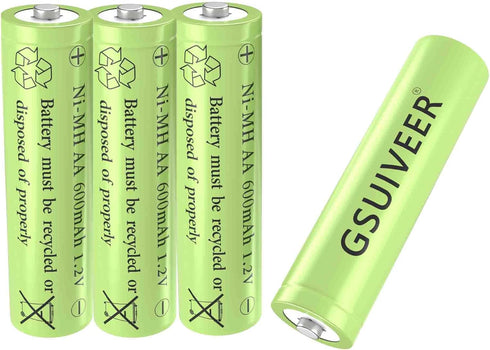 1.2V Ni-Mh AA 600mAh Rechargeable Batteries for Outdoor Solar Garden Lights (4 Pack)...