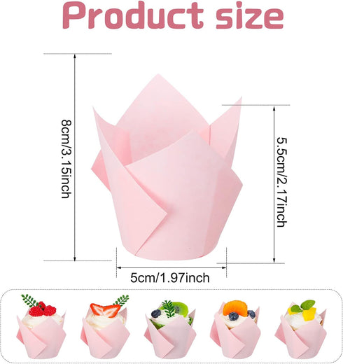Jutom 200 Pack Tulip Cupcake Liners Paper Baking Cups Greaseproof Muffin Liners Grease Resistant Cupcake Wrappers for Weddings Birthday Cake Balls...