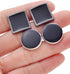 2 Pairs Classic Tuxedo Cufflinks for Men Bridegroom Flat Square Round Knot Cuff Links For Business Wedding Silver Black Tone...