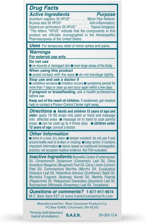 FRANKINCENSE & MYRRH Nerve and Foot Pain Relief Rubbing Oil, Maximum Strength with Essential Oils, 2 Fl. Oz....