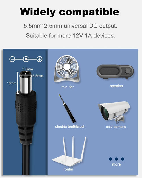 DC 12V 1A Power Supply 12W AC Adapter 100-240V 50-60Hz AC to DC 12 Volt 1 Amp Power Adapter Transformer with 10 Tips for LED Strip Light CCTV Came...