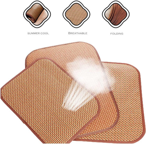 2 Pack Cat Cooling Mat Self Cool Pad Seats Summer Bamboo Rattan Woven Sleeping Rest Mats for Pets Puppy Dog Kitty Kennels Crates Guinea Pig Hamste...