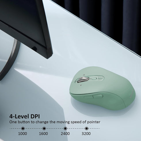 Wireless Bluetooth Mouse with 4 Way Navigation Scrolling, Rechargeable, 4 Level 3200 DPI, Quiet Click, Multi-Device Mice for Computer, Laptop, iPa...