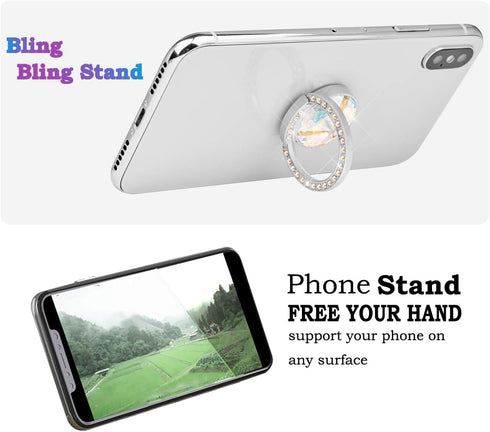 Glitter Bling Bling Phone Ring Holder,Sparkle Phone Ring Grip Artificial Diamond Stand,Rhinestone Cell Finger Ring for Phones,Pad(Silver)......