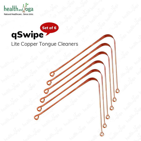 HealthAndYoga™ qSwipe Lite Copper Tongue Cleaners - Relief for Bad Breath and Oral Hygiene (Set of 6)...