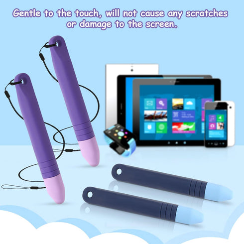 4pcs Kid-Friendly Stylus Pens for Touch Screens, Capacitive Stylus Pens with 4pcs Tethers, Kid Tablet Stylus Pen Children's Crayon Stylus Pen for ...
