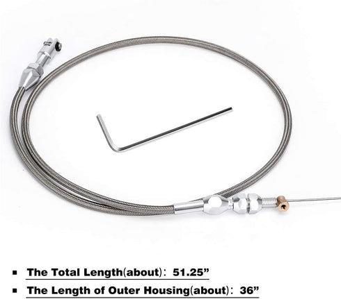 36" Stainless Braided LS Throttle Cable Kit Adjustable Accelerator Cable Compatible with 97-07 Chevrolet/Chevy LS1 Engine 4.8L 5.3L 5.7L 6.0L...
