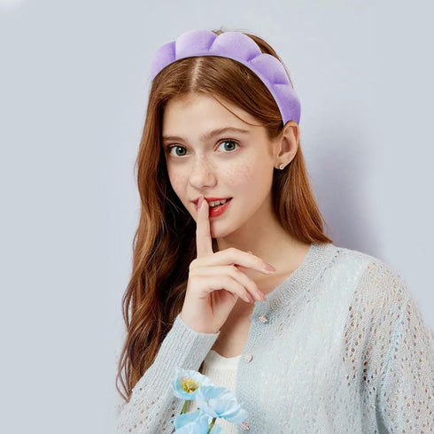 Spa Headband for Washing Face, Makeup Headbands Wristbands set, Bubble Skincare Headband for Facial Washing, Terry Cloth Puffy Headbands for Mask ...