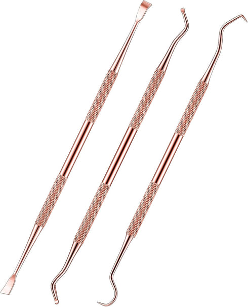 3 Pieces Dog Dental Tooth Scaler and Scraper Stainless Double Headed Tarter Removing Tool Scraper Pet Teeth Cleaning Tools for Dog and Cat (Rose G...