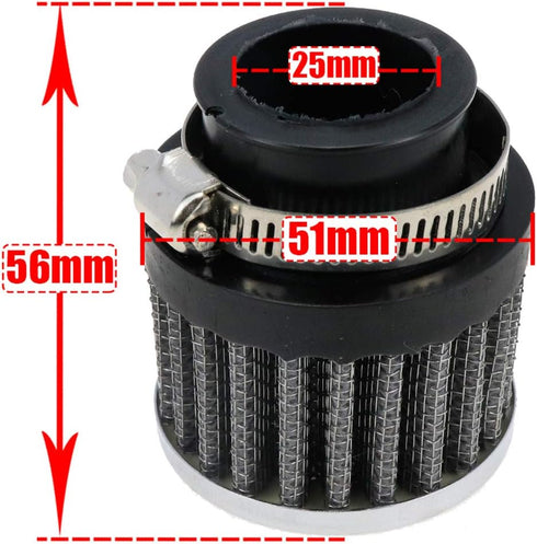 25mm Inlet Motorcycle Air Filter Replacement Cylindrical Intake Mesh Filter Accessory...