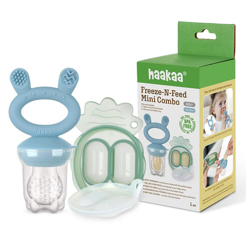 Haakaa Freeze-N-Feed Mini Combo – Baby Feeder – Silicone Nibble Tray – Breastmilk Popsicle Mold - Ideal for Self-Feeding & Teething Relief – 100% ...