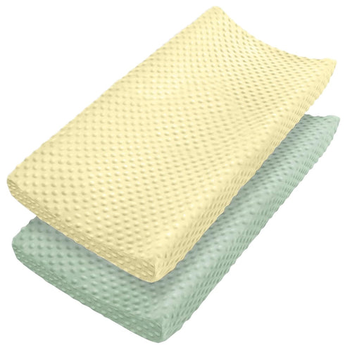 2 Pcs Changing Pad Cover 16 x 32 Inch Ultra Soft Dots Plush Changing Table Covers for Baby Girls and Boys Changing Pad Liners (Sage Green & Cream)...