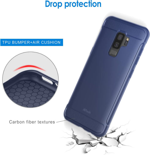 JETech Slim Fit Case for Samsung Galaxy S9+ Plus, Thin Phone Cover with Shock-Absorption and Carbon Fiber Design (Blue)...
