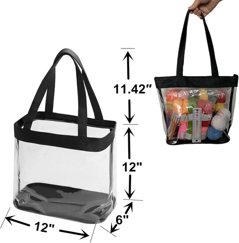 SeBUCUOO Knitting Crochet Yarn Bag Clear Plastic Tote Bags 12x6x12 Stadium Approved Clear Bag 12x12x6 Transparent for Women...