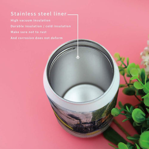 14oz Stainless Steel Tumbler with Lid & Straw-Double Wall Vacuum Insulated Travel Mug,Steam Train Water Bottle Coffee Beverage Drinks Cup for Adul...