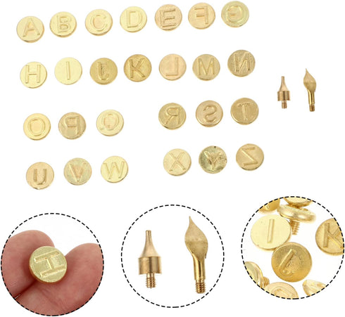 PLAFOPE 1 Set Letter Soldering Iron Copper Letter Wood Burning Tool Woodworking Tool Embosser Stamp Wooden Stamps Printable Letter Carving Transfe...