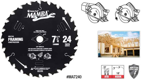 MAMBA - by Amana Tool, Framing/Decking 7-1/4" x 24T (MA7240)...