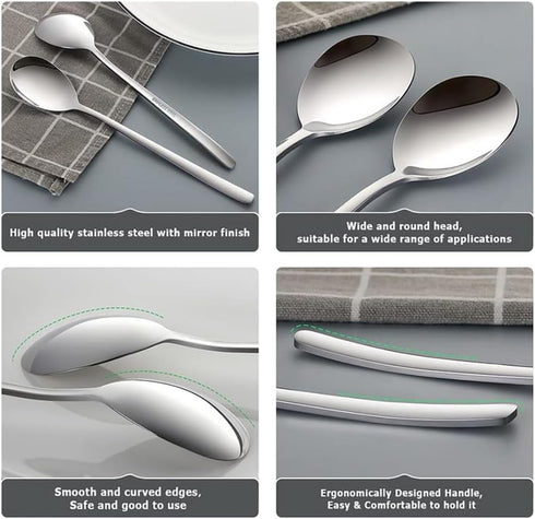 Spoons, Korean Spoons with Long Handles, 2 Pieces Soup Spoons Stainless Steel, Rice Spoon, Asian Soup Spoon, for Home, Kitchen, or Restaurant...