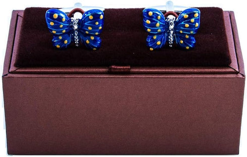 Butterfly Blue Pair Cufflinks in a Presentation Gift Box & Polishing Cloth...
