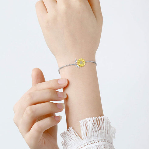 Cuoka Sunflower Bracelet/Anklet 925 Sterling Silver Sunflower Jewelry Sunflower Mother Day Gift Summer Jewelry For Women with Box...