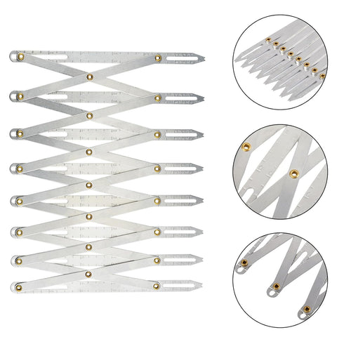 Expanding Sewing Gauge, Sewing Ruler with Universal Tool for Fabric Cover Button Aluminum Sewing Gauge Button Guide Spacing Device for Buttons Ple...