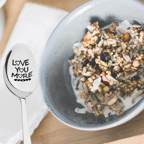 Love You More Spoon Gifts for Him Her Wife Husband Anniversary Birthday Gifts for Boyfriend Girlfriend Christmas Gift for Couples Tea Coffee Spoon...