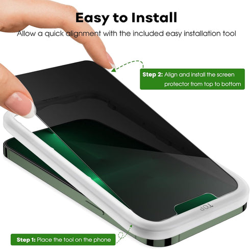 JETech Privacy Screen Protector for iPhone 13 Pro 6.1-Inch with Camera Lens Protector, Anti-Spy Tempered Glass Film, Easy Installation Tool, 2-Pac...