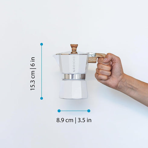 GROSCHE Milano Moka Stovetop Espresso Coffee Maker (3 Cup / 150 ml, White)...