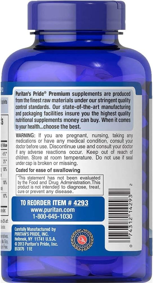 Puritan's Pride Chelated Calcium Magnesium Zinc, Plays a Role in Bone Health and Helps Support Immune Function, 250 Count...