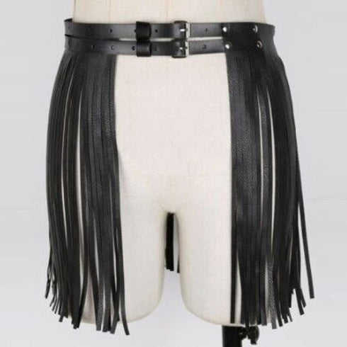 Women Leather Tassel Waist Belt,Women Punk Waist Belt Tassel Fringe Skirt Belt,Wide Tassel Waist Belt for Women,Fringe Dress Belt,Vintage PU Leath...