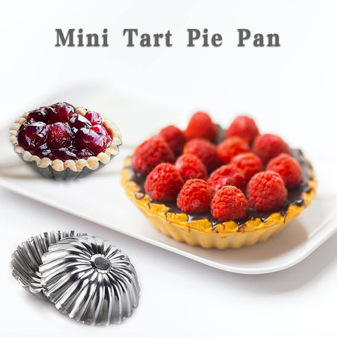 12 Pcs Aluminum Alloy Cake Pie Tins Mini Tart Pie Pan Cake Cup Jelly Mold Bakeware Cake Pans for Pie Tart Cake Baking Tool...