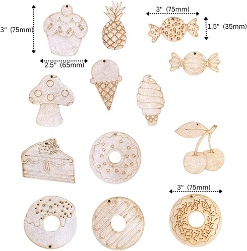 Unfinished Wooden Shapes and Cutouts - Bulk Wood Painting Crafts for Kids, DIY Home Decoration, Art Projects, Kids Painting Supplies, 65pcs Set of...