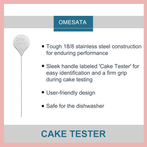 Cake Tester for Baking, 4 Packs Cake Testers for Baking Doneness and Reusable Cake Testing Stick 7.9 in Stainless Steel Skewer Omesata...