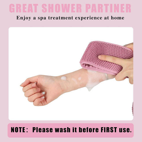 Silicone Back Scrubber for Shower - 30.7 Inches Back Washer with Handles - Exfoliating Body Scrubber Lotion Applicator for Men and Women Skin Heal...