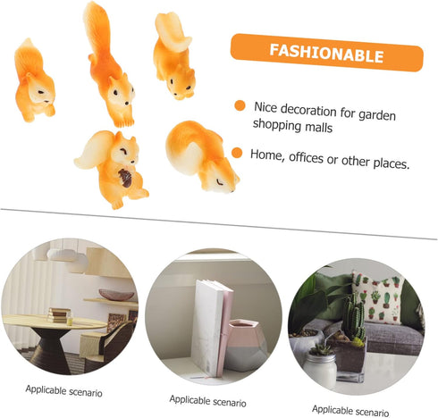 Yardwe 50 Pcs Micro Landscape Squirrel Miniature Squirrel Figurine Bonsai Decor Chipmunk Ornament Nativity Decor Small Garden Decor Desk Accessori...
