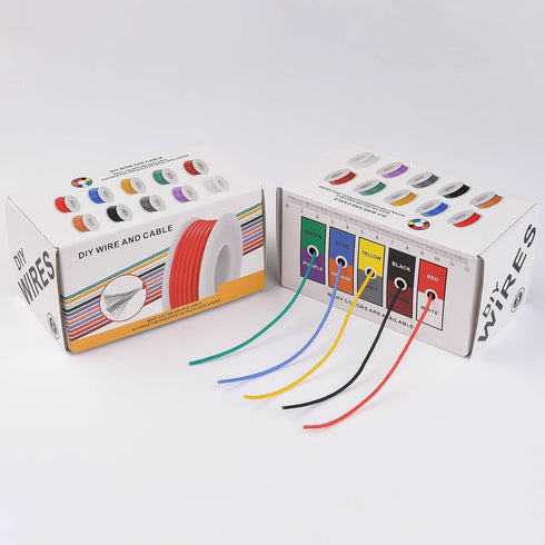20 Gauge Wire Stranded Electrical Wire 20 AWG Electric Hook Up Wire Kit Flexible Silicone Tinned Copper Wires, OD:1.8mm, 5 Colors 19.6ft Each, wit...