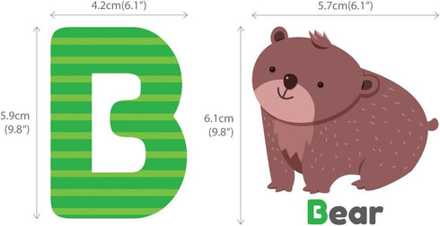 DECOWALL DS-8014 Colourful Animal Alphabet ABC Kids Wall Stickers Wall Decals Peel and Stick Removable Wall Stickers for Kids Nursery Bedroom Livi...