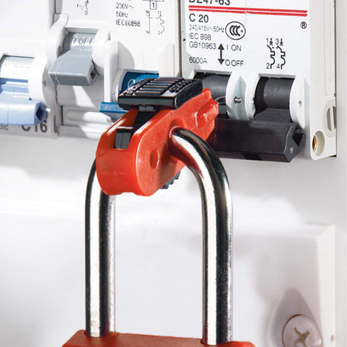 Master Lock S2390 Lockout Tagout Miniature Circuit Breaker Lockout,Red, Standard Toggles...