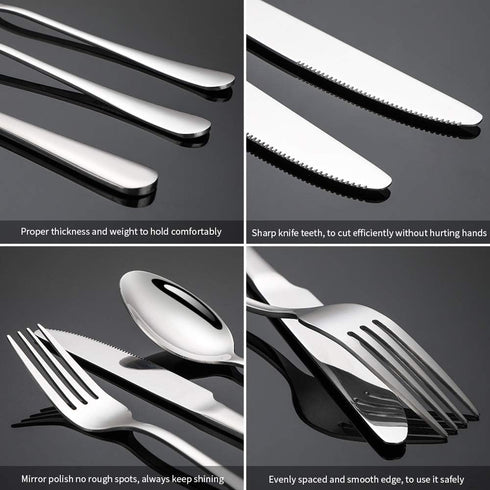Silverware Set, Briout Flatware Set Service for 4 Stainless Steel Cutlery Set 20 Piece Include Upgraded Knife Spoon Fork Mirror Polished, Dishwash...