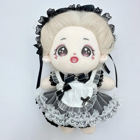 niannyyhouse Headdress Dress Apron 10cm 15cm 20cm Plush Doll Lace Maid Outfit Dress Up Accessories (Black-20cm)...