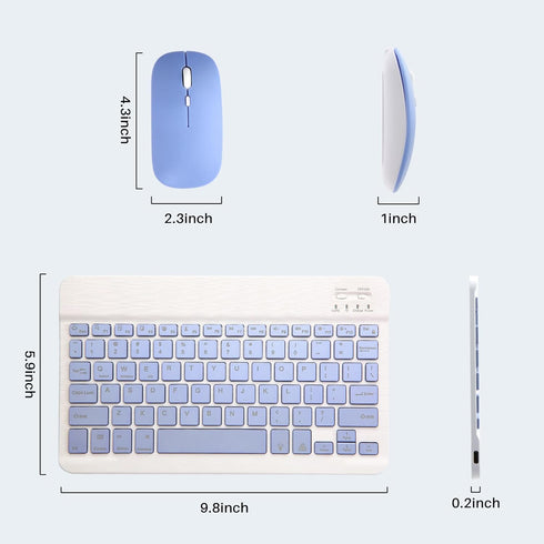 Bluetooth Keyboard and Mouse Combo for iPad - Rechargeable Wireless Keyboard & Mouse with 7-Color Backlit Compatible with iPad 9th/8th Gen, iPad P...