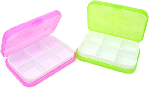 Honbay 4PCS 6 Compartments Waterproof Plastic Pill Organizer Box Case for Daily or Travel Use...