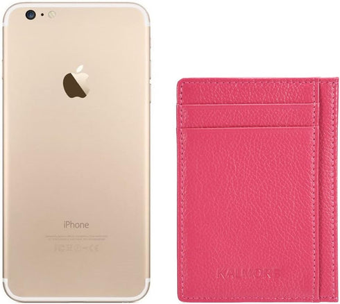 Unisex-Adult's Petite Credit Card Holder Leather Slim Minimalist Wallet, Rose, Classic...