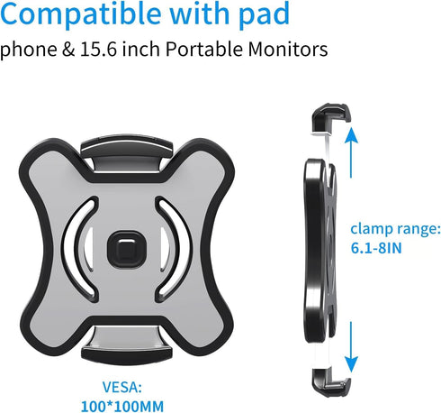 Pholiten Universal VESA Mount Adapter for Tablets, 2-in-1 Laptops, 15.6 inch Portable Monitors & phone,ESA 100x100, Adjustable Laptop Holder, Exte...