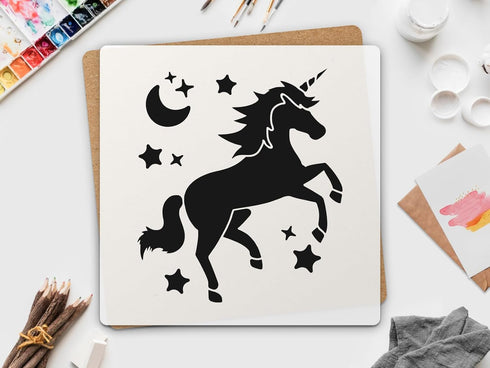 Unicorn Stencil 10 ? 10 inch - Reusable Stencils for Painting and Crafts Unicorn Stencil for Painting on Wood, Canvas, Paper, Fabric, Walls and Fu...