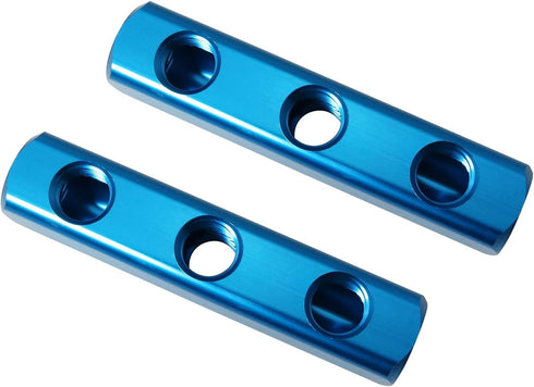 Pneumatic Manifold Block Splitter 2PCS 1/2Inch 3 Way 6 Port Aluminum Air Hose Coupler Distribution Block Bar Line Splitter Manifolds...