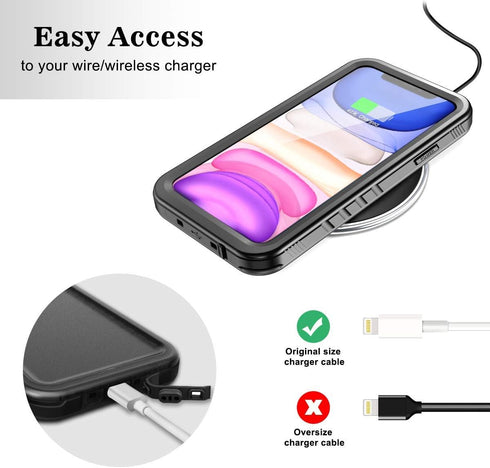 SPORTLINK Waterproof Case for iPhone 11, Full Body Heavy Duty Protection Full Sealed Cover Shockproof Dustproof Built-in Clear Screen Protector Ru...