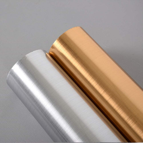 Self Adhesive Brushed Metal Look Film Vinyl Waterproof Anti Greasy Counter Top Peel Stick Metallic Gloss Shelf Liner for Kitchen Cabinet 15.6inch ...