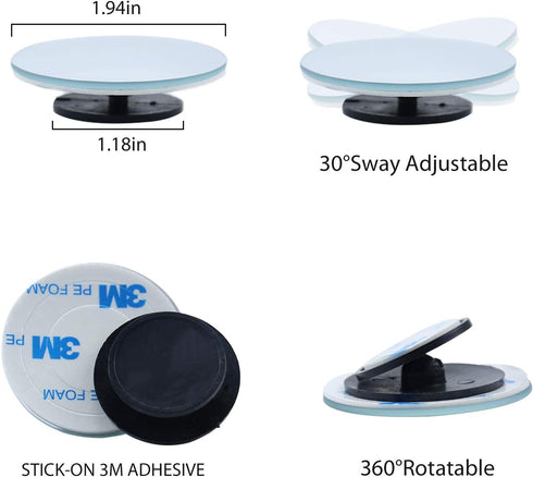 LivTee Blind Spot Mirror, 2" Round HD Glass Frameless Convex Rear View Mirrors Exterior Accessories with Wide Angle Adjustable Stick for Car SUV a...