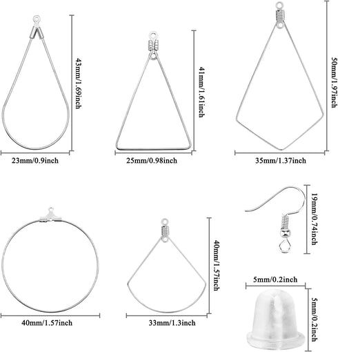 YaeYur 280PCS Hoop Earring Findings Hypoallergenic Beading Hoop Earrings 100PCS Earring Hooks for Beading 100PCS Silicone Earring Backs Earrings B...